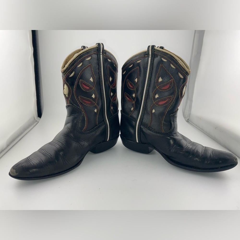 Vintage kids' Acme peewee cowboy Cut Out boots Black​​​​​​​​​​​